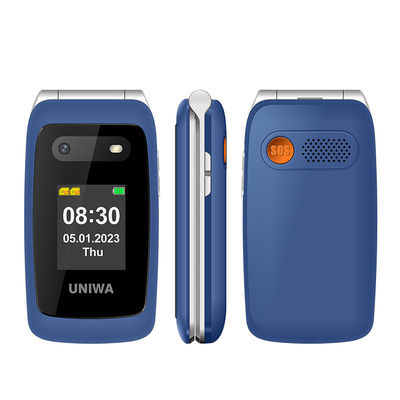 Hızlı Arama Flip Yaşlı Mobil Telefonlar 1450mAh UNIWA V202T Mavi Hafif
