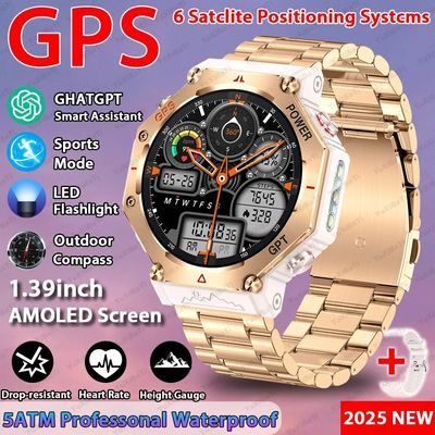 İyi bir fiyat. 2025 ChatGPT AI asistanı GPS Akıllı Saat 5ATM Su geçirmez Çift bantlı GNSS Pusula Askeri Spor çevrimiçi